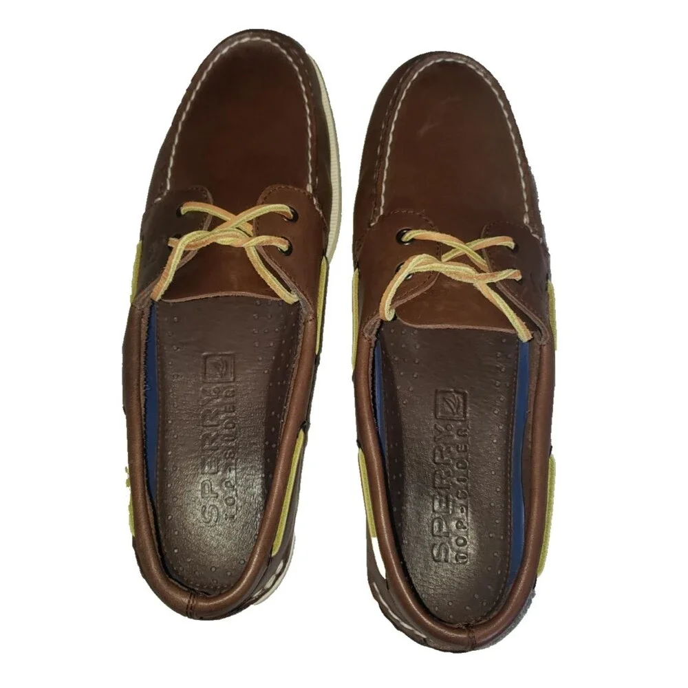 Sperry Top-Sider Men's Size 14 W Moc Authentic Boat Shoes Lace Leather Brown